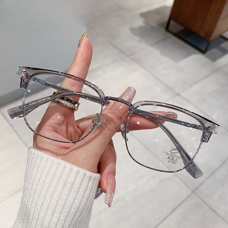 2026 new square glasses women's men's business leisure eyebrow frame glasses frame anti-blue light eye protection flat light glasses