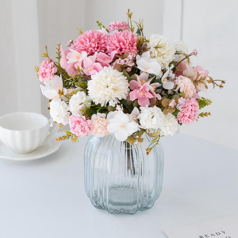 Artificial Flowers Wedding 30Cm Silk Hydrangea Bouquet Vase Home Decor Room Diy Festival Garland Scrapbooking Household Products