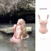 Elegante Bañador Rosa de una Pieza sin Espalda - Ropa de Baño Verano 2025 para Mujer