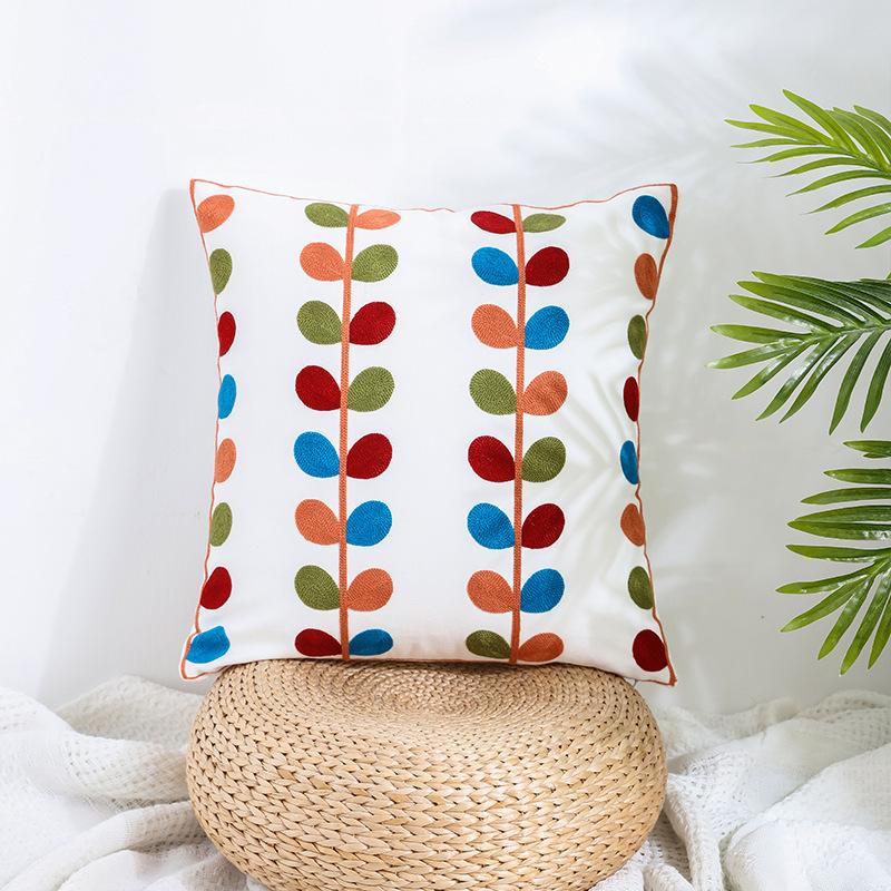 Ins Floral Embroidery Pillow Case Living Room Sofa Decoration Flower Bedroom Bedside Pillow