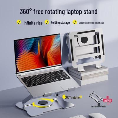 Free Installation Rotating Laptop & Tablet Stand, Foldable Pad Alloy Heat Sink, Adjustable Display Lifting Stand
