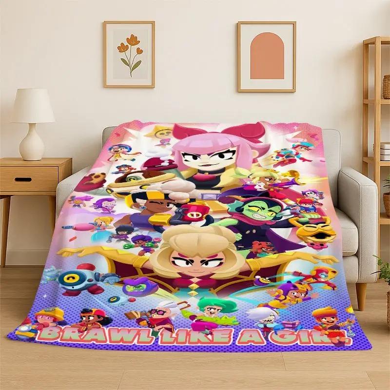 Super Soft Flannel Blanket Cartoon B-Brawl Game Comfortable Bedding Sofa Cover Home Decor Gift Teen Boys Girls Children