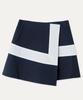 MAYOL Contrast Cotton Blend Wrap Skirt_Navy