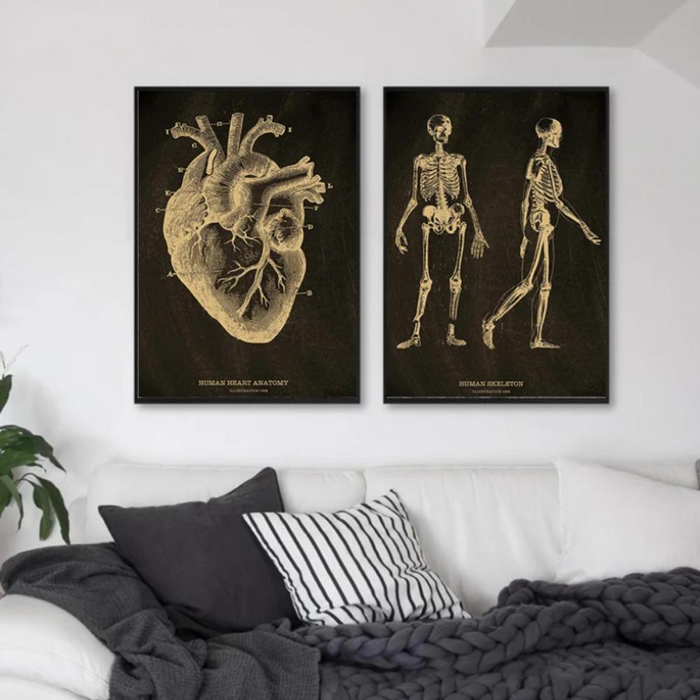 Anatomical Skeleton Chalkboard Poster Kraft Paper Posters DIY Vintage Home Room Medicine Student Decor Medical Art Wall Painting