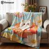 Flower White Kitty Ultra Soft Sherpa Fleece Blanket Fluffy Warm Halloween Cozy Throw for Sofa Couch Bedroom Gift All Season