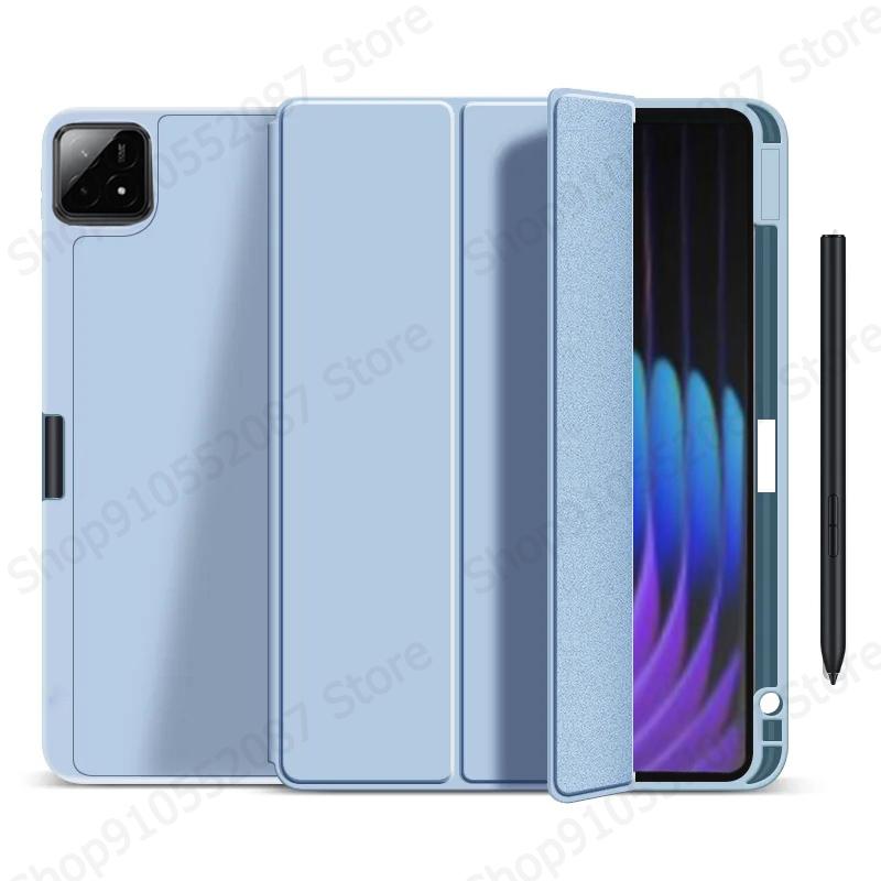 

Чехол для Xiaomi Pad 7 с держателем для ручки Тройной из ПУ кожи Мягкая задняя крышка-подставка для Xiaomi Pad 7 Pro Mi Pad 7 Чехол 11,2 дюйма For Xiaomi Pad 7 Pro розовый
