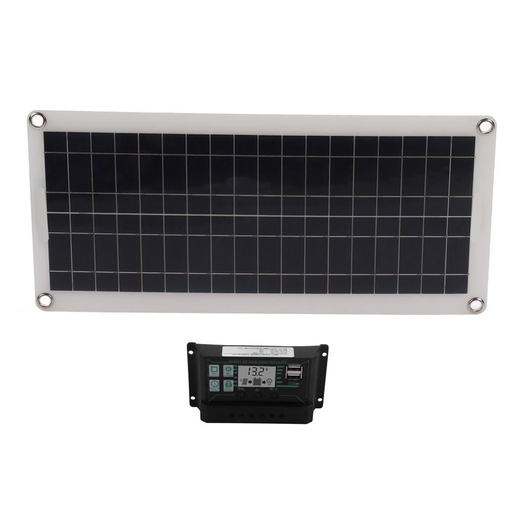 30W Solar Panel 30A Charger Voltage Controller Kit Polycrystalline Silicon for 12V Car RV Boat Marine Trailer