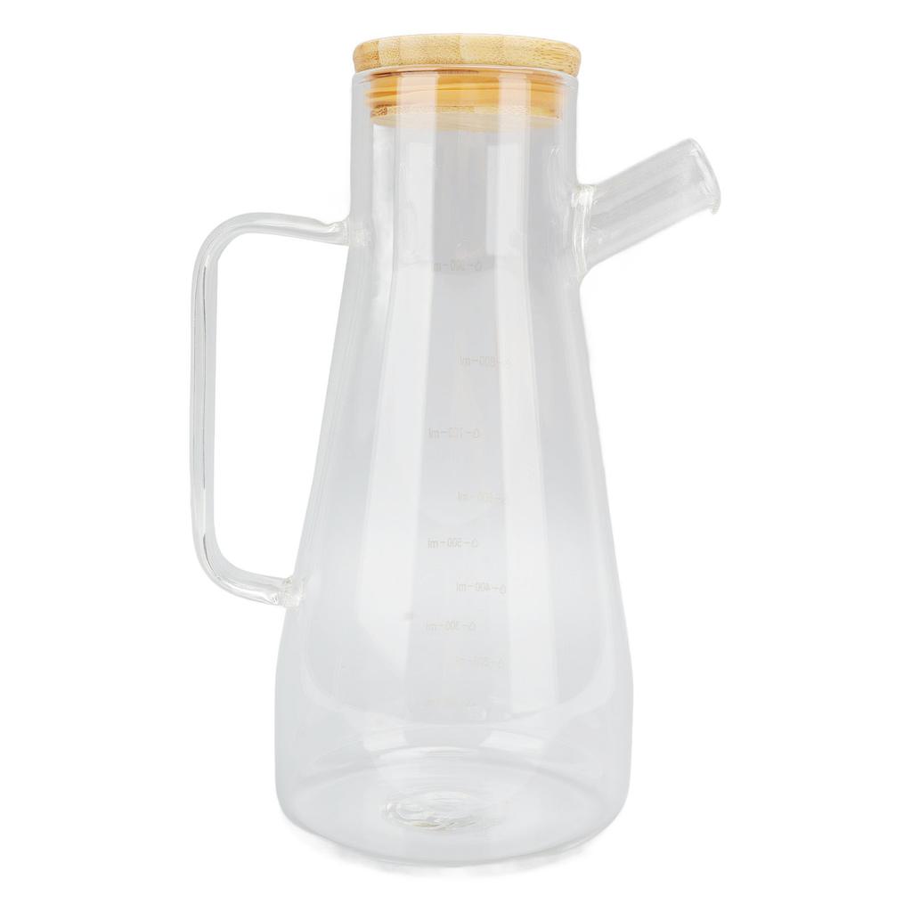 High Borosilicate Glass Oil Bottle Dustproof Clear Scale Glass Vinegar Dispenser with Ergonomic Handle for Kitchen 900ML