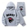 2026Autunno Casual Mr Beast Cartone Animato Bambini Ragazzi Ragazze Stampa Manica Lunga Felpa con Cappuccio in Pile Tuta Pantaloni Lunghi Festival Outdoor Uso Quotidiano