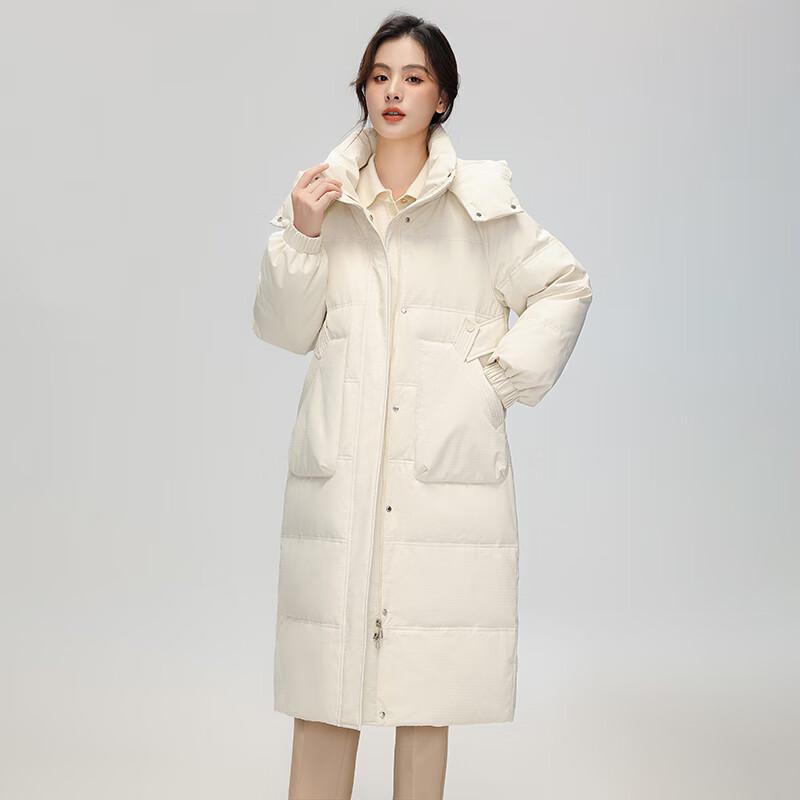 SNOWFLYING Women's Loose Fit Hooded Duck Down Jacket