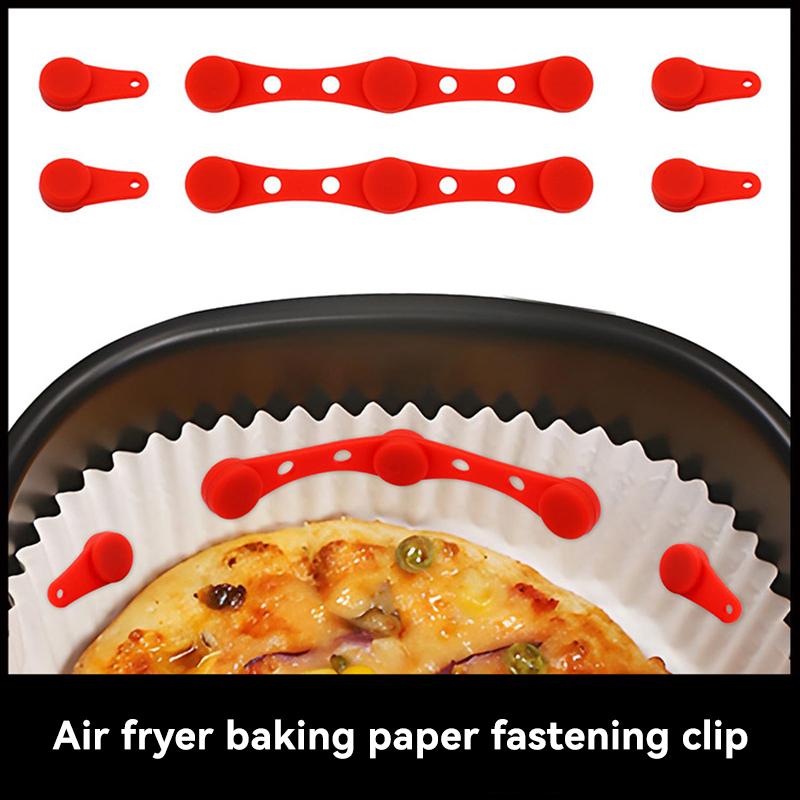 1Set Air Fryer Magnet Silicone Buckle for Holding Down Air Fryer Parchment Paper Lock Disposable Liners Prevent Paper to Burn