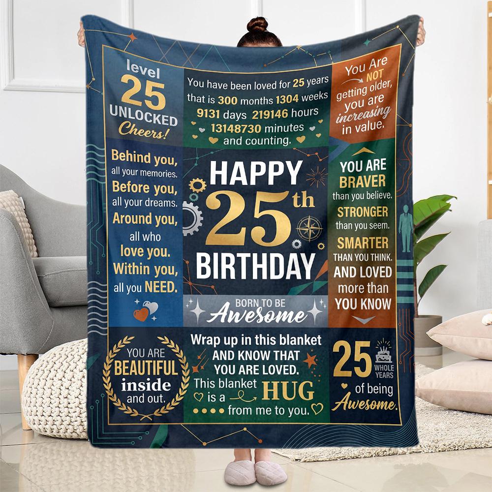 Coperta per Celebrazione 25° Compleanno Morbida e Accogliente Adatta per Sedia Ufficio Sedia da Ufficio Quattro Stagioni Multiuso Calda Decorazione