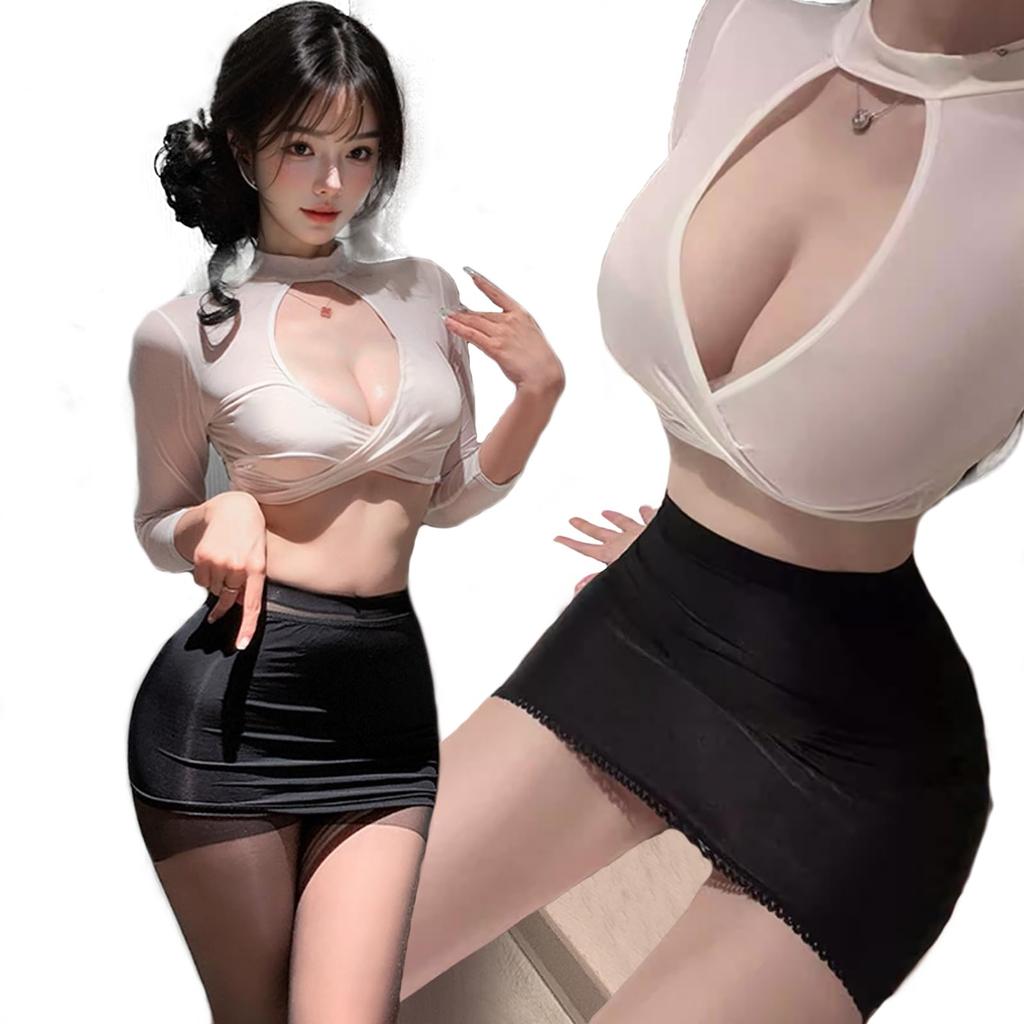 Office Lady Cosplay Sexy Erotic Set Secretary Cosplay Miniskirt Open Stockings Sexy Lingerie Uniform Erotic Leotard Sexy Deep V Female Teacher Adult