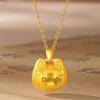 Vietnamese Gold Fortune Bag Pendant Necklace with Ingot and Auspicious Words