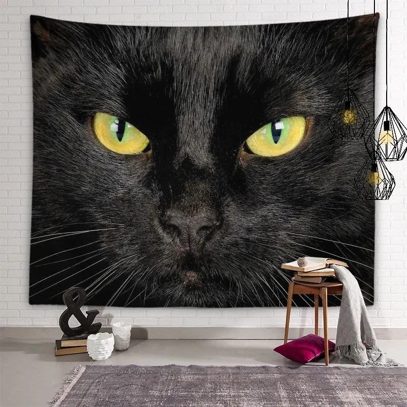 Украшение стены дома Гобелен Красивый кот Подвесной Ткань Офис Гостиная Гобелен 100x75cm — фото 10