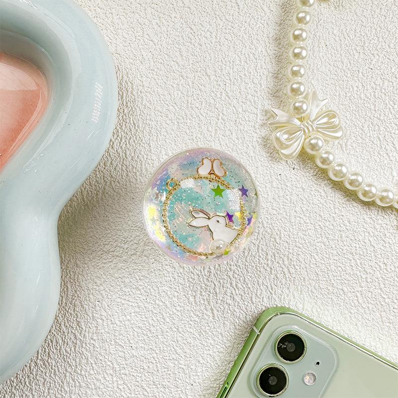 

Glitter Sequins Rabbit Butterfly Crystal Ball Mobile Phone Case Holder Airbag Back Sticker Retractable Portable Portable Portable Wind