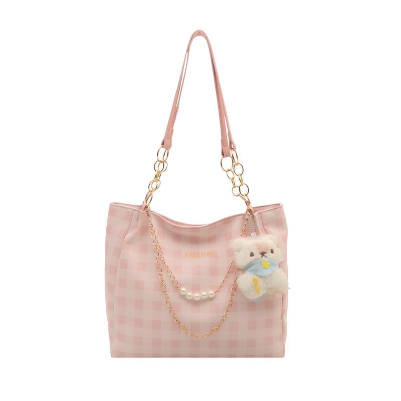 Plaid largecapacity bag women's new niche plaid tote bag fashion underarm shoulder messenger bag