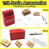 KEPKKU Christmas Elf Decor Accessories Set, 1:12 Scale Miniature Elf Mailbox/Newspaper/Envelopes, 9Pcs Mini Dollhouse Christmas Door Decor