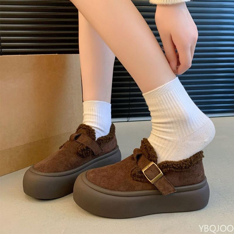 

Женские новые осенне-зимние универсальные ботинки на толстой подошве с высоким подъемом, хлопковые ботинки для снега, простые удобные повседневные теплые ботинки 40 коричневый