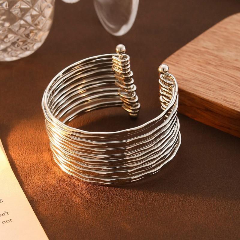 Multi-layer Corrugated C-shaped Opening Bracelet Cool Hip-hop Bracelet Cold Style Bracelet