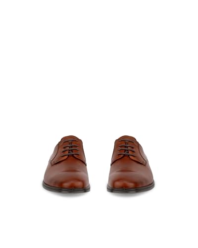 ECCO QUEENSTOWN Men's Genuine Leather Derby Shoes, 85894401053, COGNAC, Size 25.0 Cm, 3E