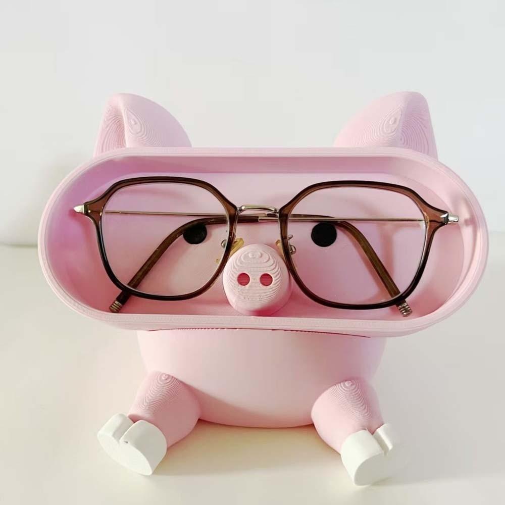 Portable Pink Piggy Glasses Case PLA Multi-functional Pig Stationery Storage Box Washable Dust-proof Eyewears Storage Box
