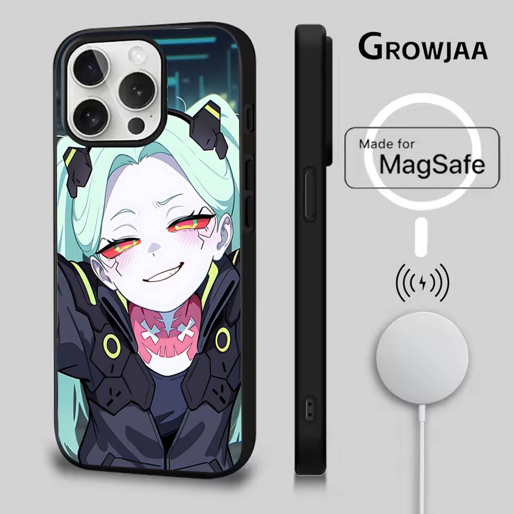 R-Rebecca C-Чехол для телефона в стиле Cyberpunk для iPhone 17,16,15,14,13,12,11,Pro,Max,Plus,Mini,SE4,E Магнитный Magsafe Беспроводная зарядка iPhone11