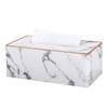 25*13.5*9.5cm Weiße Marmorstruktur Leder Taschentuchbox Schlafzimmer Schminktisch Anordnung