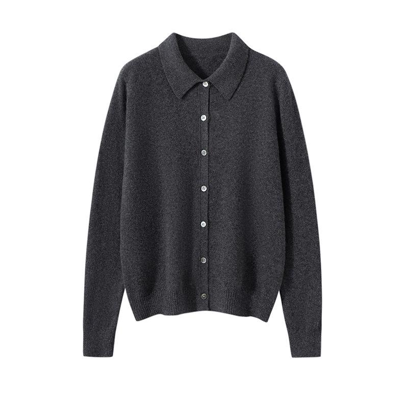 Women's 100% Cashmere Polo Neck Sweater - Versatile Autumn/Winter Knitwear Cardigan Blouse