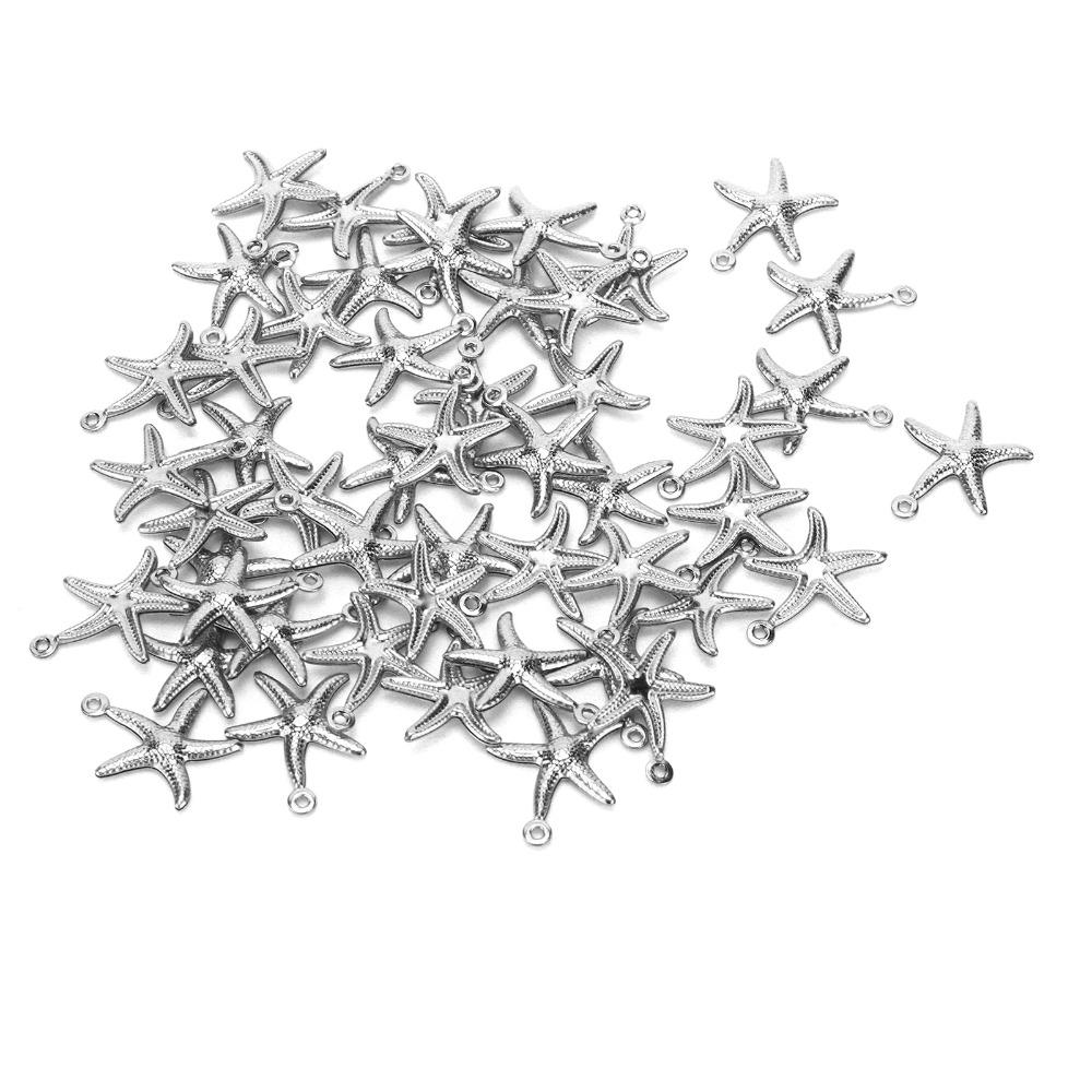 50pcs Stainless Steel Beach Jewelry Small Ocean Starfish Pendant Starfish Pendant Earring Making