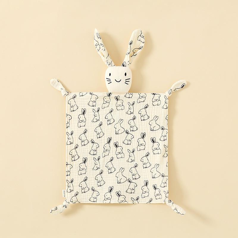 Baby Animal Cotton Swaddle With Plush Rabbit Toy For Sleep And Comfort