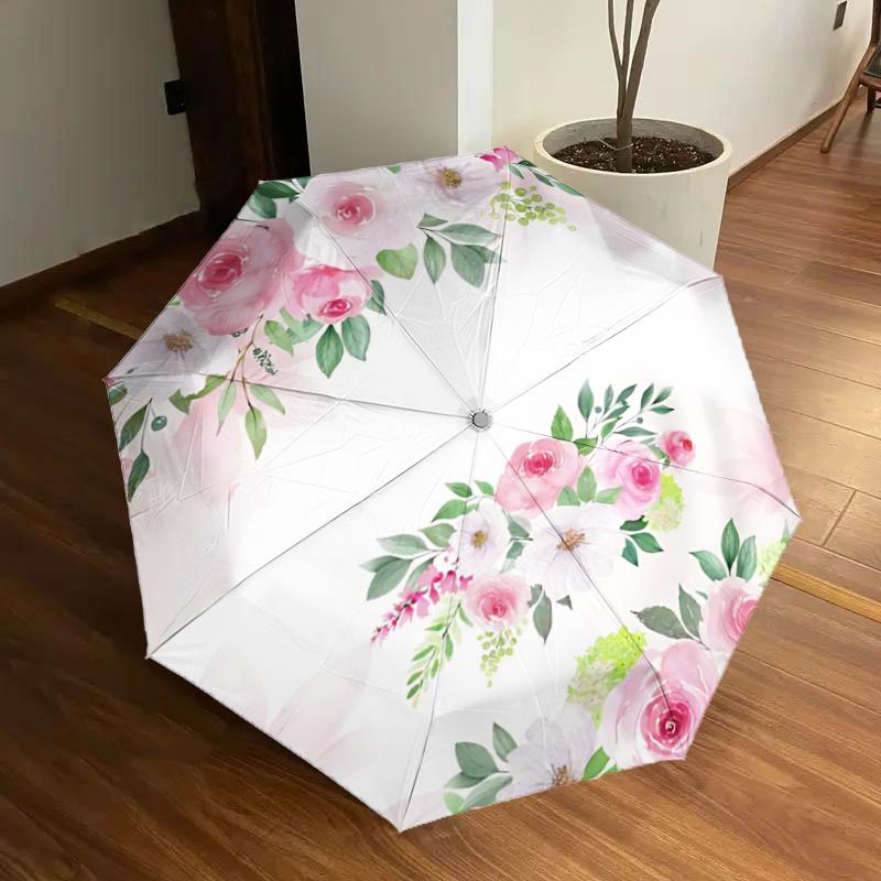 

Romantic Floral Auto-Folding Umbrella with 3-Fold Design & Iron Frame - Perfect for Festivals, Travel, Daily Use, and Gifts!1125064a