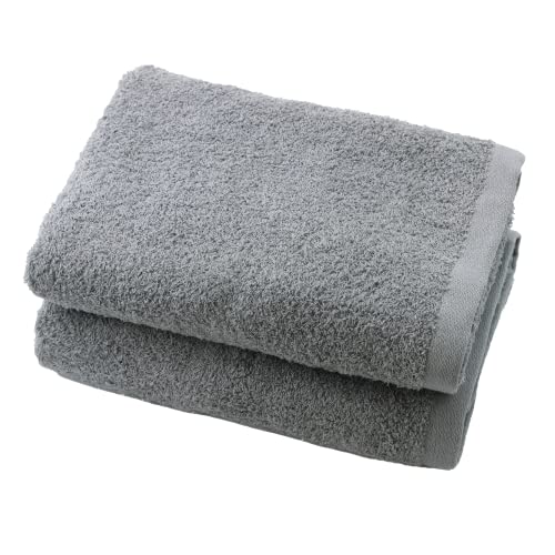 

Mukotowel Plus Bath Towels, Medium-Weight, Senshu Towel, Made in Japan, 100% Cotton, Set of 2, Dark Gray
