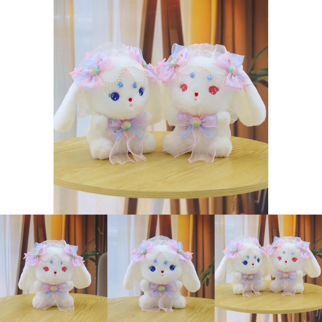 Plush Rabbit Toy With Shell Ribbon Design Soft Stuffed Animal For Kids Gift