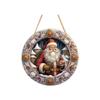 Wooden Santa Claus Porch Wreath Snow Scene Xmas Porch Decoration Hanging  Home Fence Decor