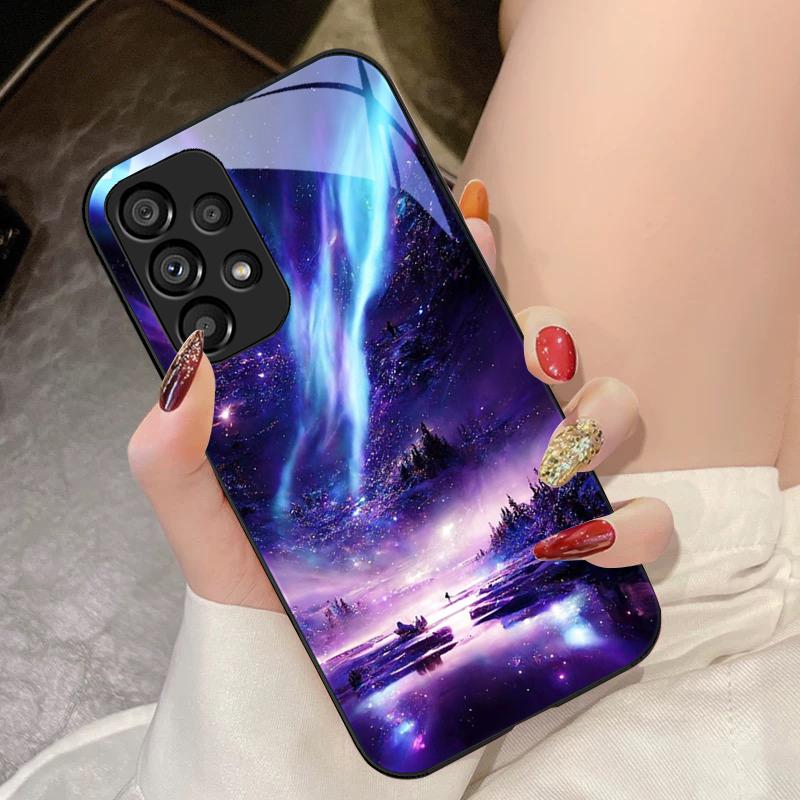 Brilliant Starry Sky For Samsung Galaxy S10 4G S20 11E 30 S21 21Fe 22 S24 Pro S23 Ultra 5G S8 S9 Tempered Glass Phone Case