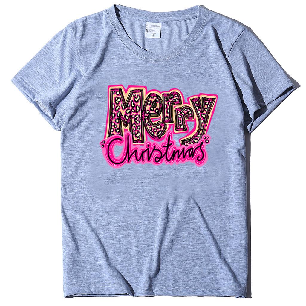 New Christmas Short Sleeved Women's T-shirt - Santa Claus Printed Christmas Top