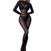 Stylish Women'S Sexy See-Through Crotchless Bodystocking Jumpsuit Sheer Lingerie For Clubwear Black Nylons For 150-170Cm 40-65Kg