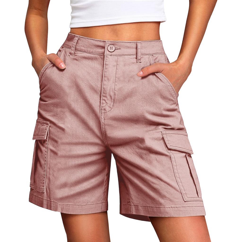 Wander-Shorts für Damen, Leicht, Elastischer Bund, Knielang, Cargo-Shorts, Golf, Freizeit, Sommer, Bermuda-Shorts