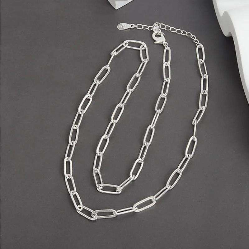 PANJBJ 925 Sterling Silver Line Necklace for Women Girl Fashion Concise Individuality Jewelry Birthday Gift Dropshipping