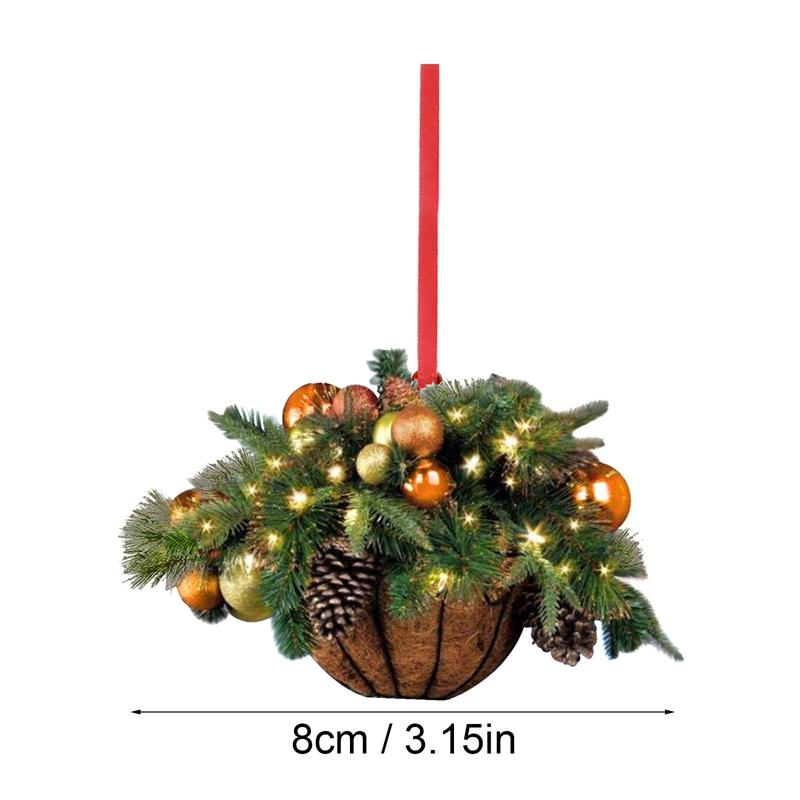

Wooden Christmas Flower Basket Hanging Ornaments Xmas Tree Pine Cone Pendant 2024 Christmas Decorations for Home Xmas New Year