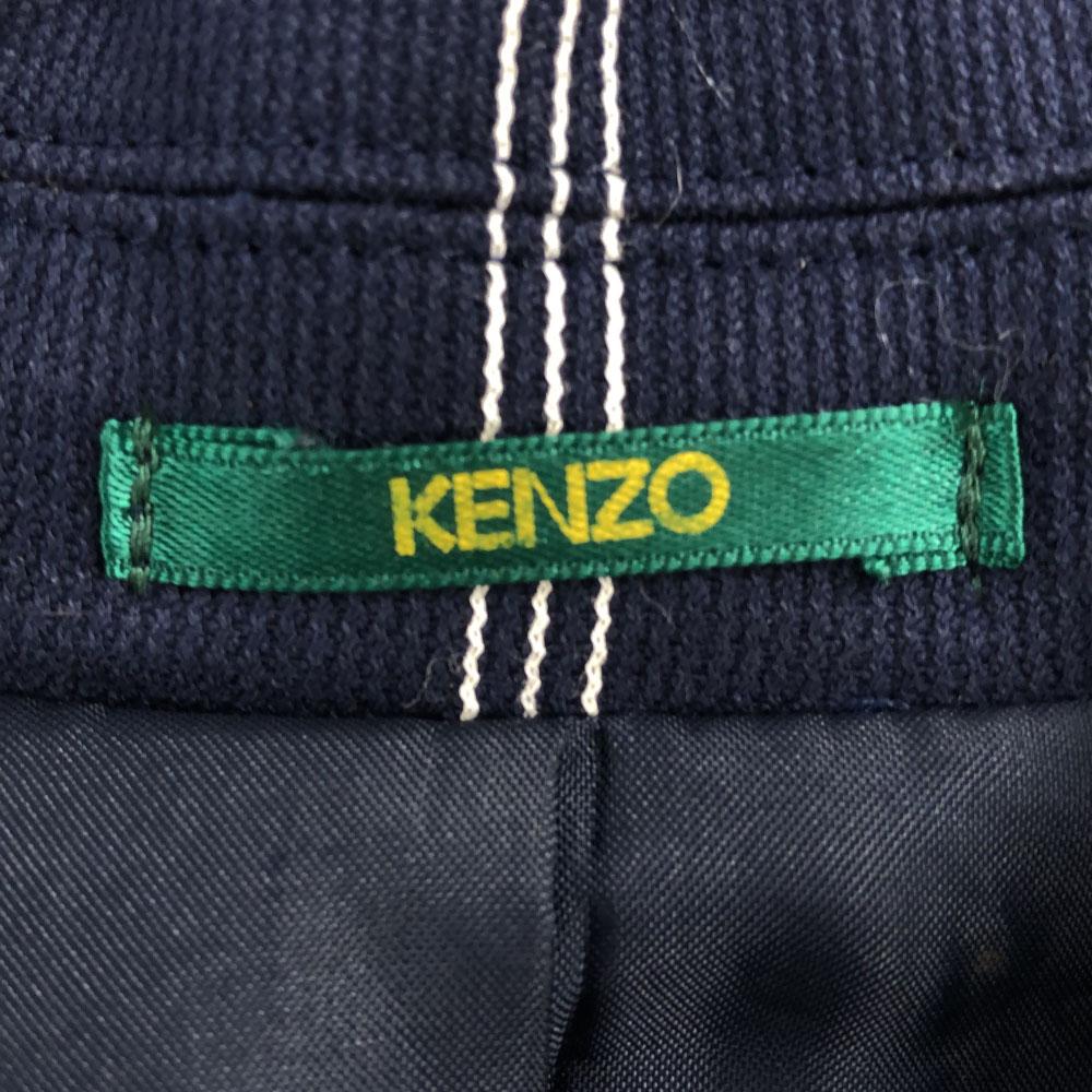 KENZO 90s Made in Japan Old Striped Embroidery tailored jacket Navy golf Women Used