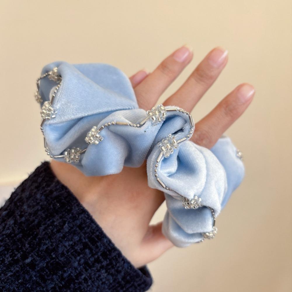 Ponytail Holder Velvet Scrunchies Elastic Rhinestone Hair Rope Temperament Hair Accessories  Travel