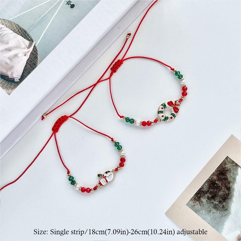 6-Pack Santa Claus Crystal Bead Bracelet Christmas Tree Holiday Parties Christmas Bracelets