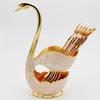7pcs Set Swan Base Creative Decoration Tableware Fruit Fork Dessert Spoon Cute Coffee Spoon Combination Decoration Ornament