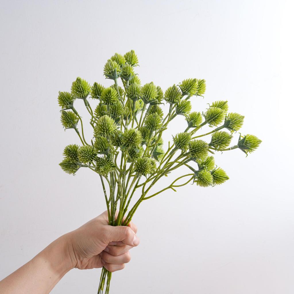 5-Head Green Thorn Ball Artificial Plant for Wedding Decorations - INS Style