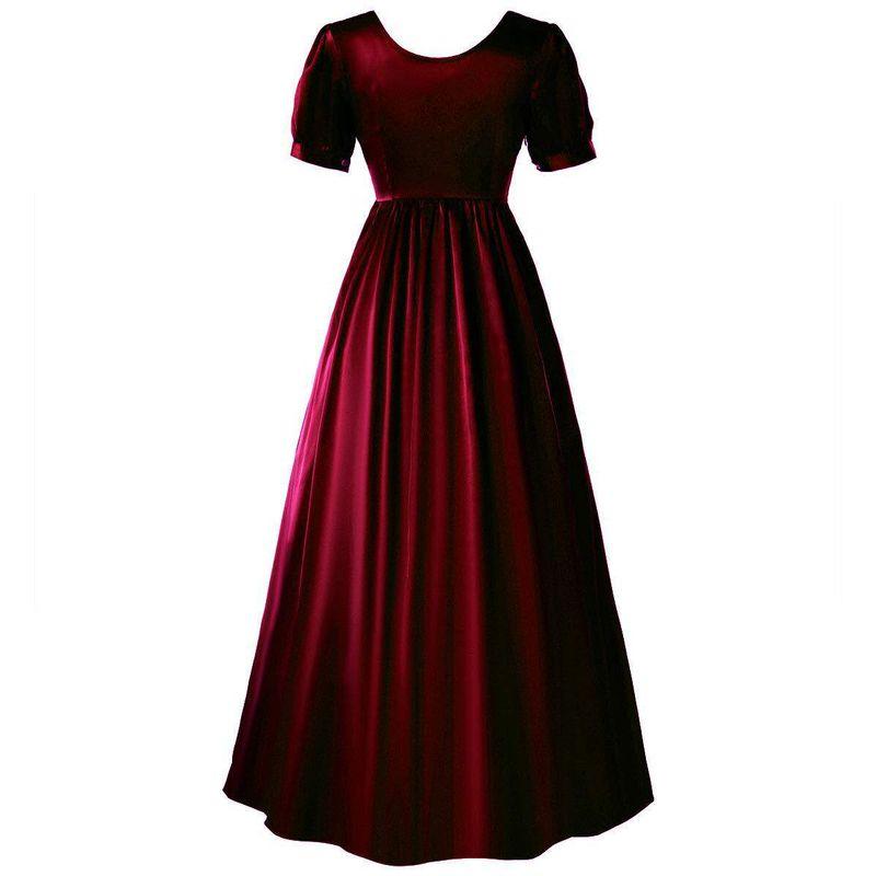 Medieval Satin Dress Halloween Cosplay High-Waisted Ball Gown Victorian Tea Dress
