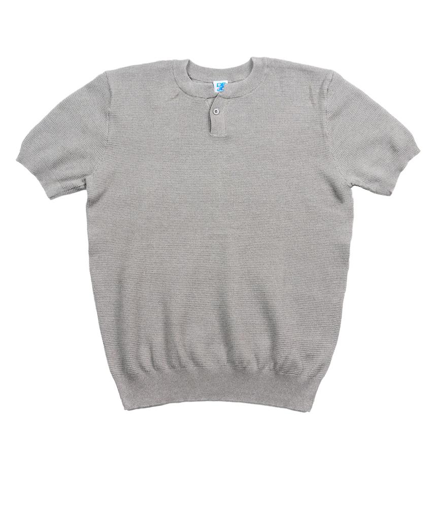 DOUBLE JD Round 1-Button Knit Short Sleeve T-Shirt