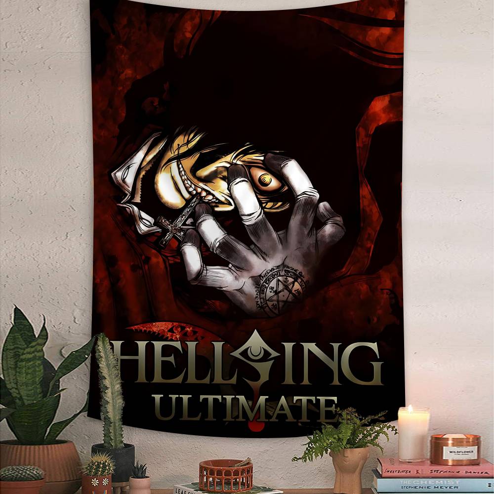 HHellsing Horror Anime Colorful Tapestry Wall Hanging Hanging Tarot Hippie Wall Rugs Dorm Wall Art Decor