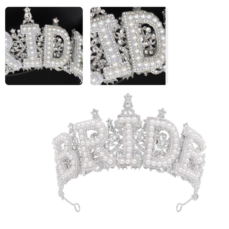 Eye-Catching Rhinestones Bridal Hairband Pearls Bride Crowns Wedding Stylish Bridal Crowns for Wedding Party